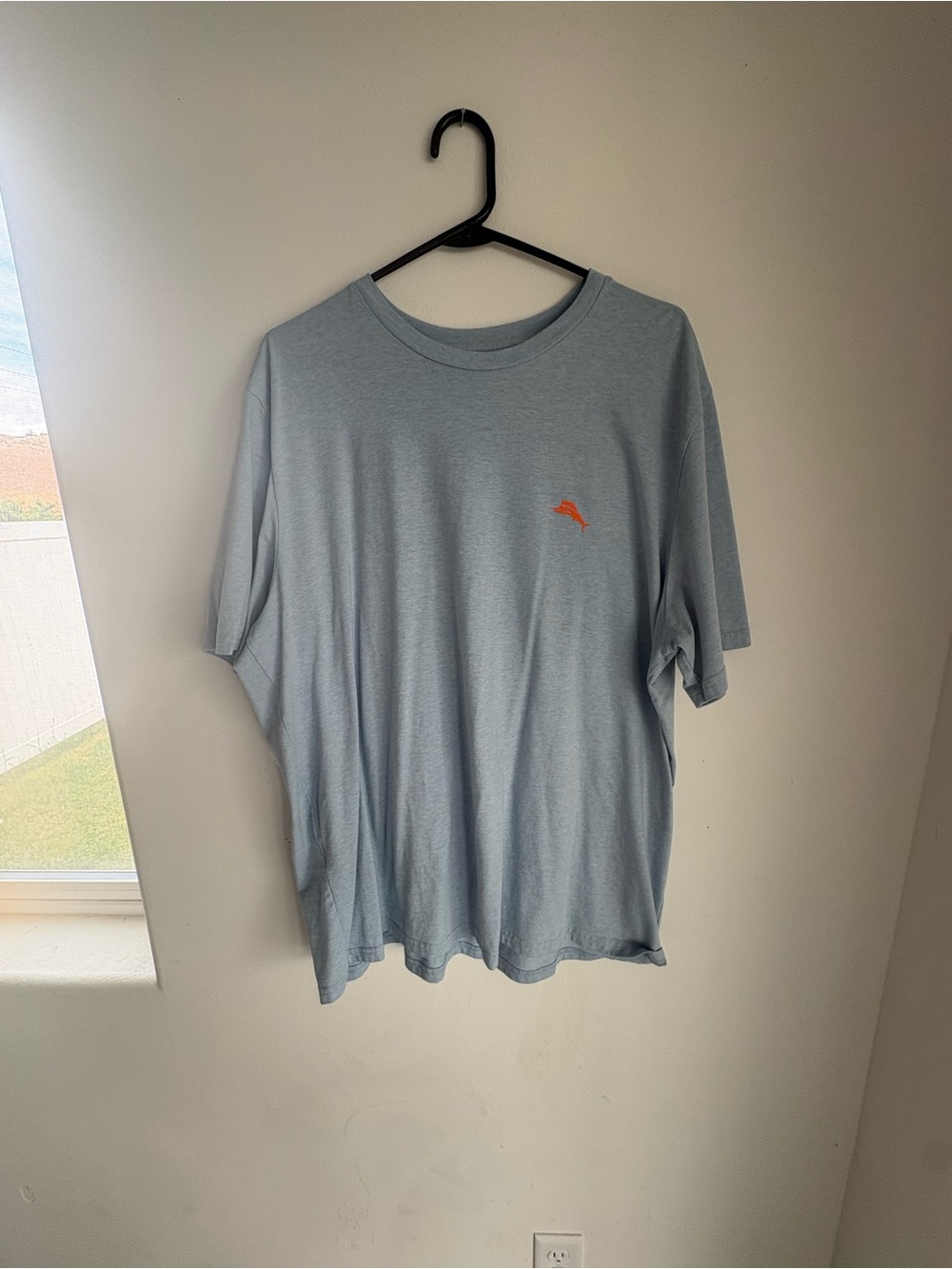 Tommy Bahama Light Blue Short Sleeve Tee with Orange Logo